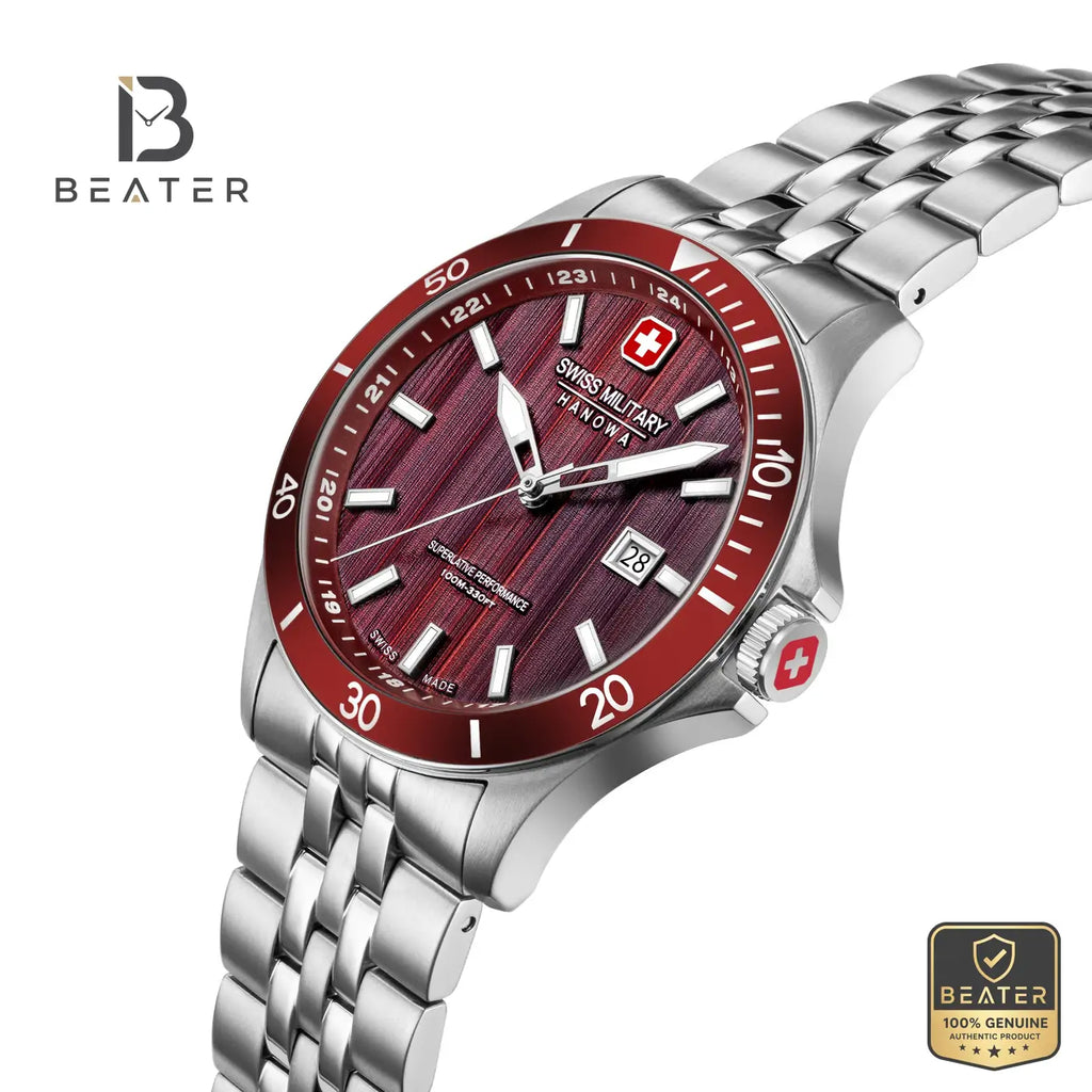Swiss Military Hanowa SMWGH0006703 Men's Red Dial Stainless Steel Bracelet Watch - View 5 - Beater