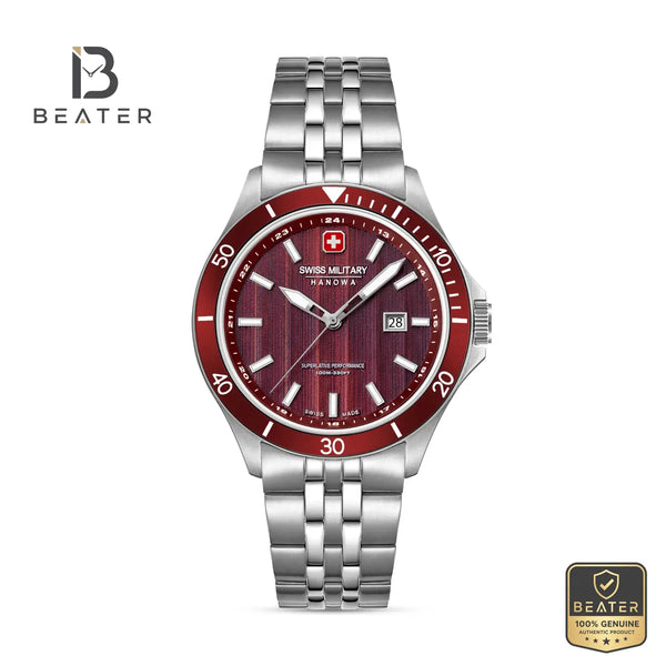Swiss Military Hanowa SMWGH0006703 Men's Red Dial Stainless Steel Bracelet Watch - Beater