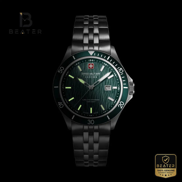 Swiss Military Hanowa SMWGH0006704 Men's Green Dial Stainless Steel Bracelet Watch - View 2 - Beater