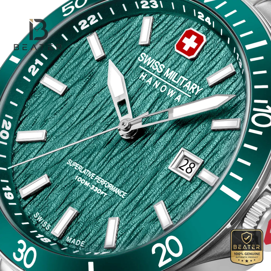 Swiss Military Hanowa SMWGH0006704 Men's Green Dial Stainless Steel Bracelet Watch - View 4 - Beater