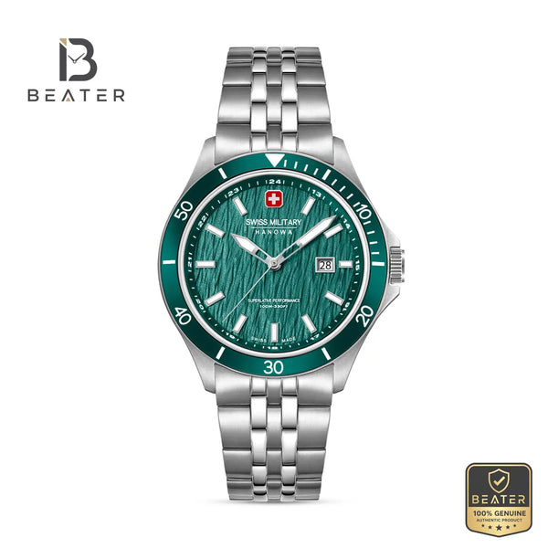 Swiss Military Hanowa SMWGH0006704 Men's Green Dial Stainless Steel Bracelet Watch - Beater