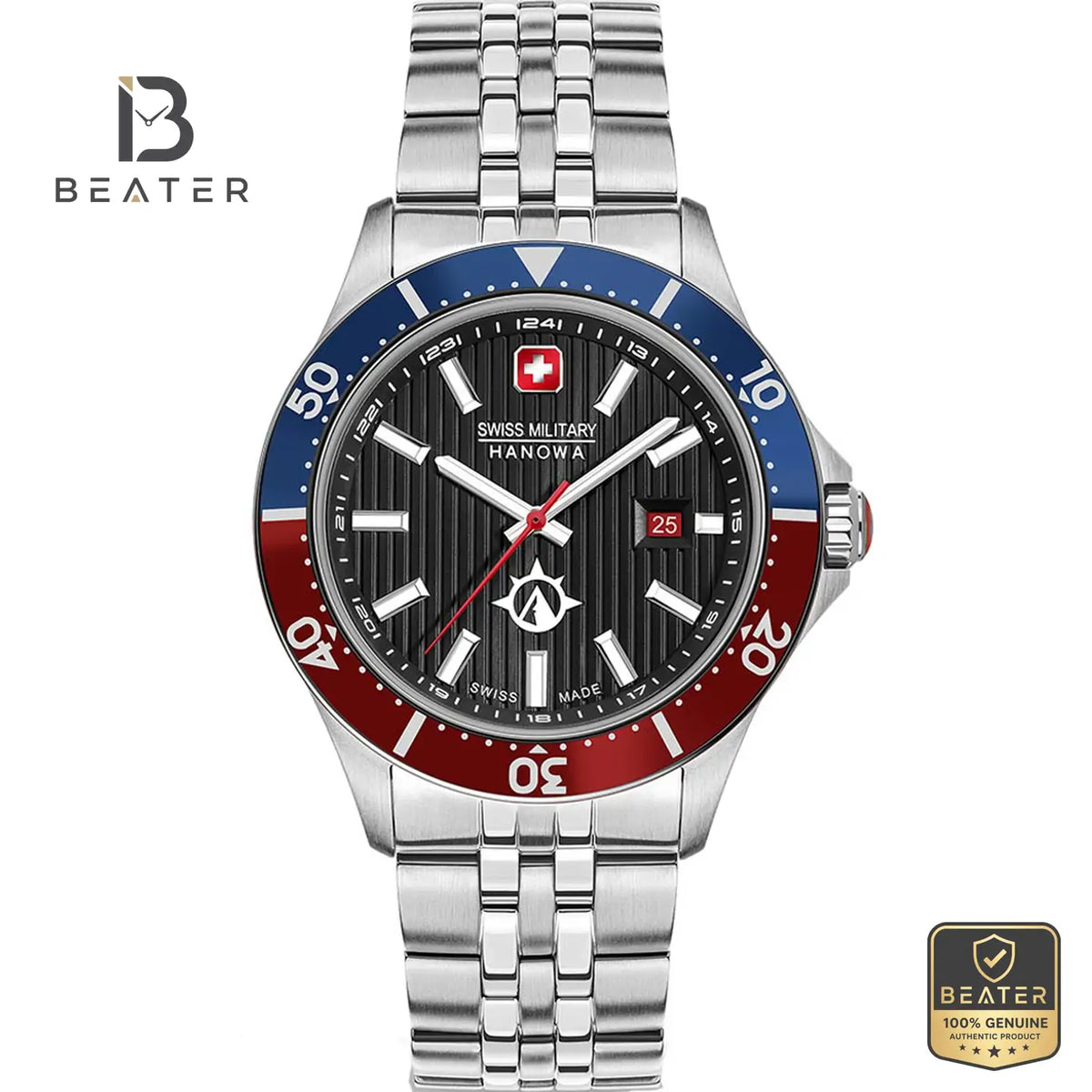 Swiss Military Hanowa SMWGH2100604 Men's Black Steel Bracelet Watch - Beater