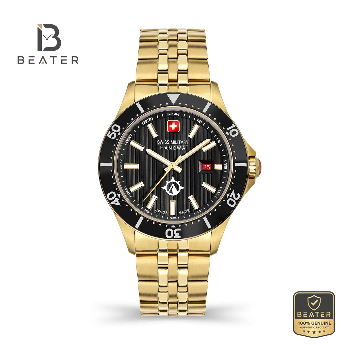 Swiss Military Hanowa SMWGH2100610 Men's Black Dial Stainless Steel Bracelet Watch - Beater