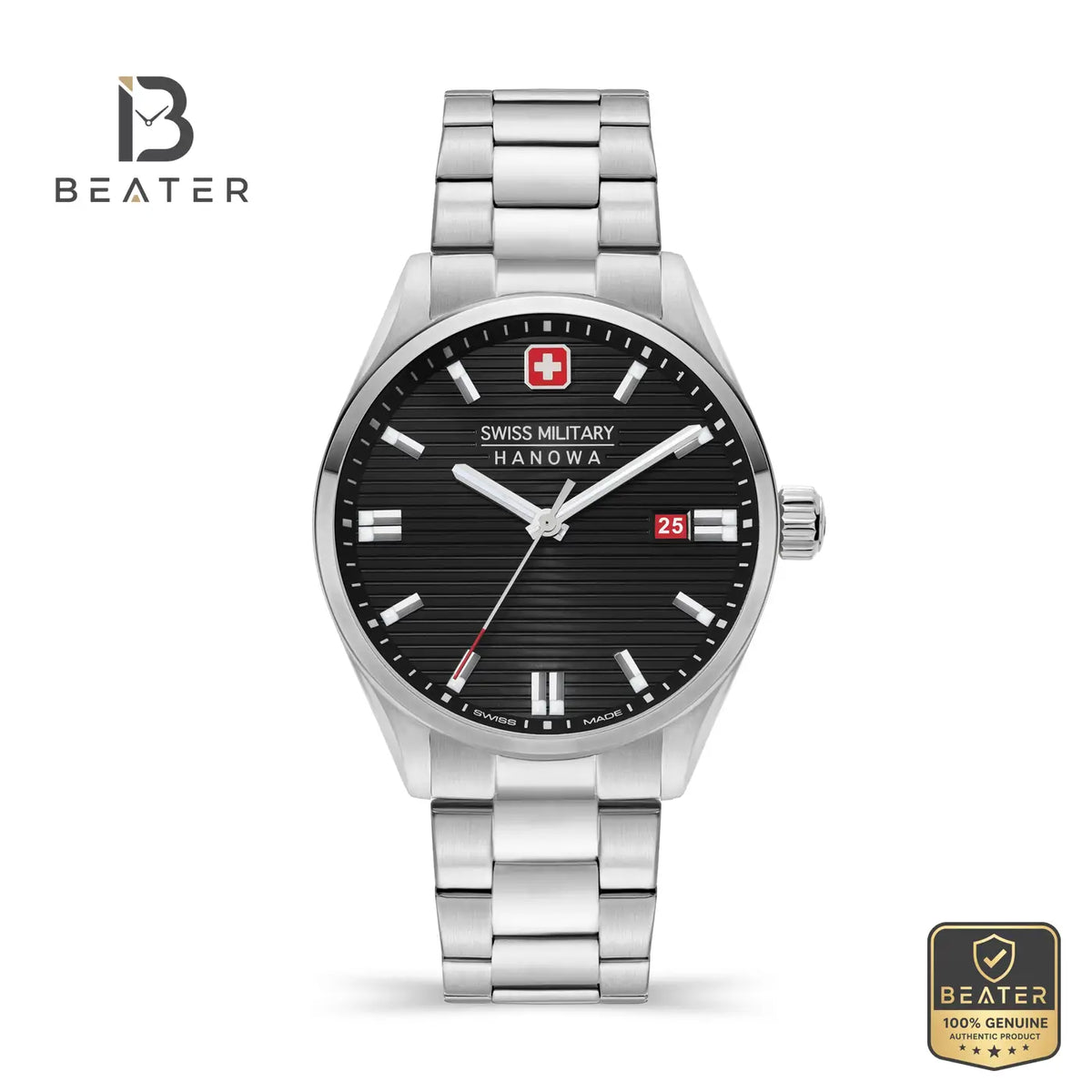Swiss Military Hanowa SMWGH2200101 Men's Black Dial Stainless Steel Bracelet Watch - Beater