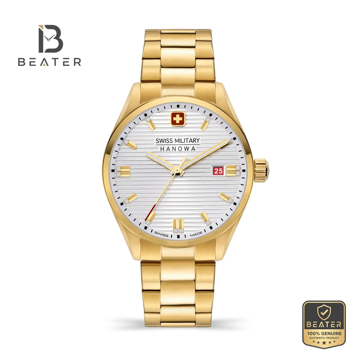 Swiss Military Hanowa SMWGH2200110 Men's Yellow Gold Plated Metal Bracelet Watch - Beater