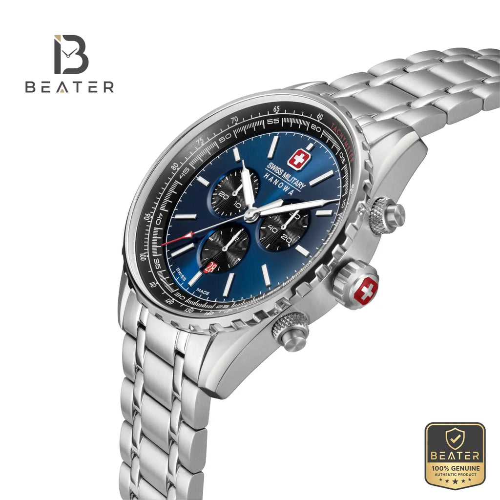 Swiss Military Hanowa SMWGI0000308 Men's Blue & Black Stainless Steel Bracelet Watch - View 4 - Beater