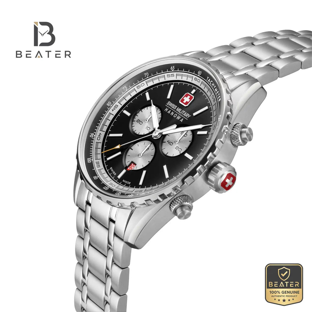 Swiss Military Hanowa SMWGI0000309 Men's Black & Grey Stainless Steel Bracelet Watch - View 4 - Beater
