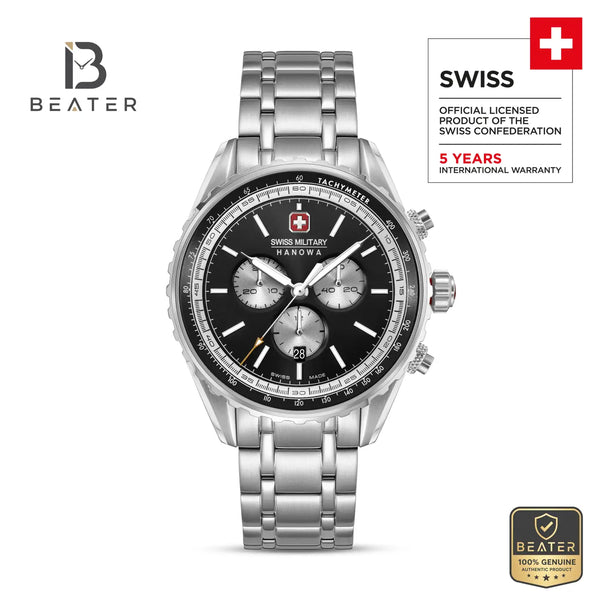Swiss Military Hanowa SMWGI0000309 Men's Black & Grey Stainless Steel Bracelet Watch - Beater