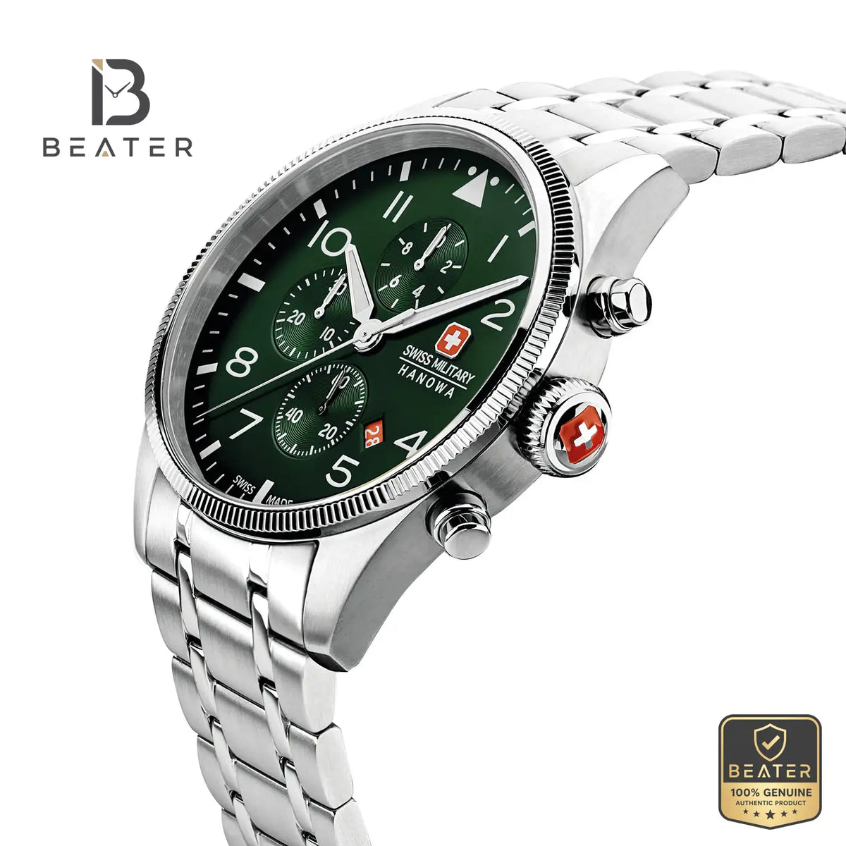 Swiss Military Hanowa SMWGI0000404 Men's Olive Stainless Steel Bracelet Watch - View 3 - Beater