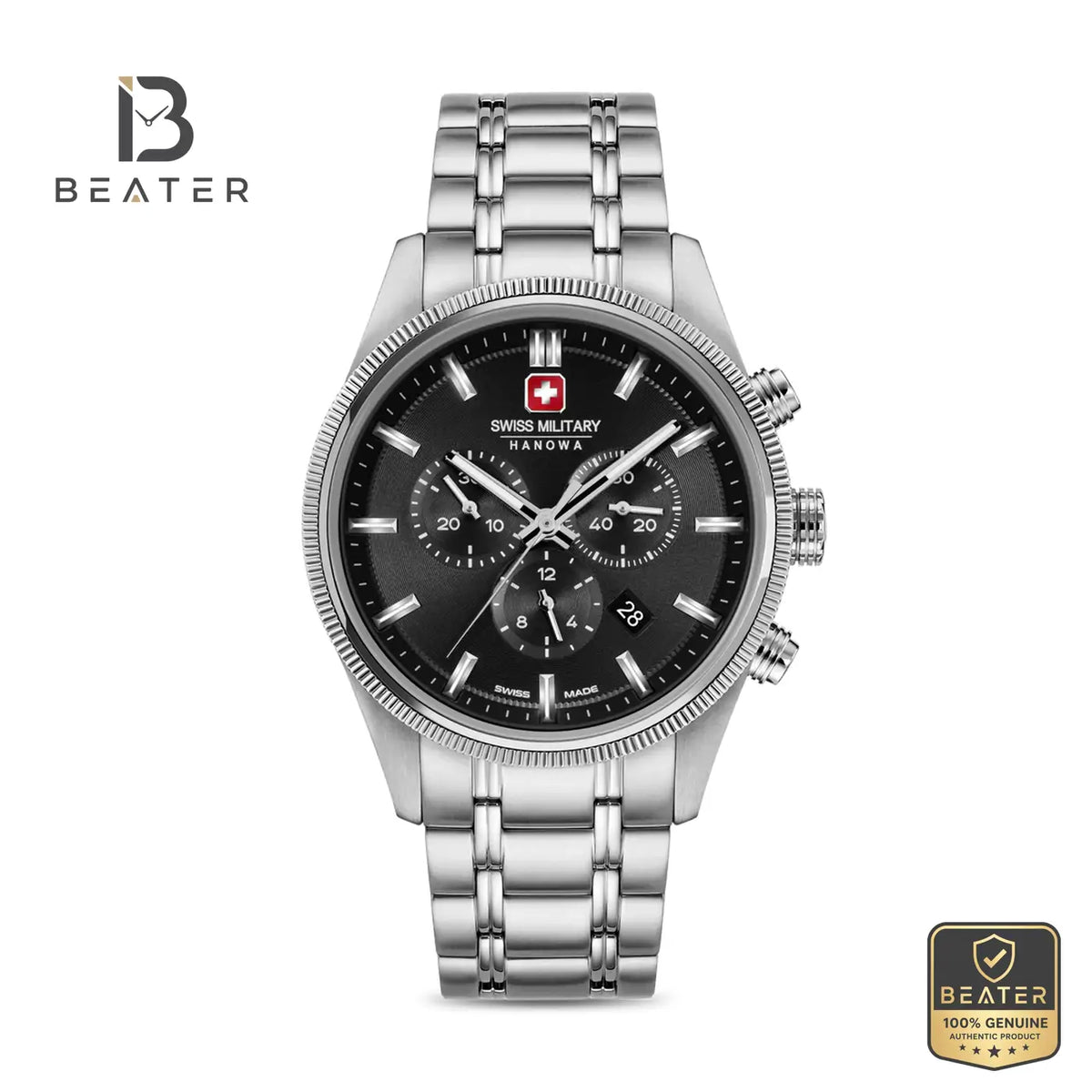Swiss Military Hanowa SMWGI0003102 Men's Black Dial Stainless Steel Bracelet Watch - Beater Main image