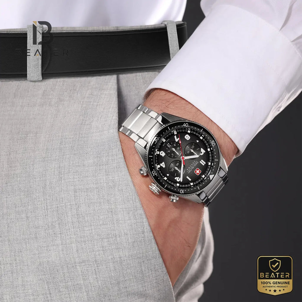 Swiss Military Hanowa SMWGI0003803 Men's Black Dial Stainless Steel Bracelet Watch - View 2 - Beater