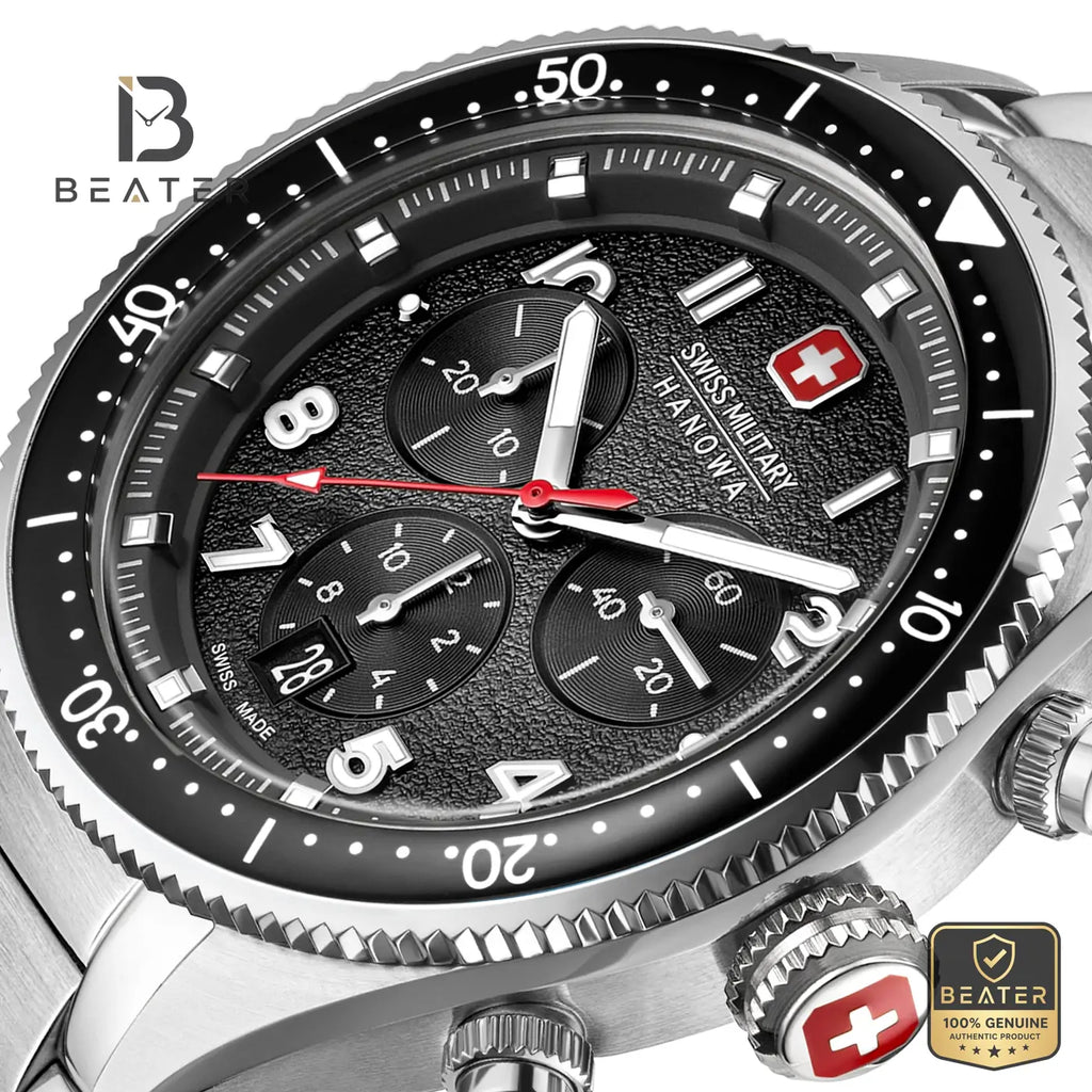 Swiss Military Hanowa SMWGI0003803 Men's Black Dial Stainless Steel Bracelet Watch - View 3 - Beater