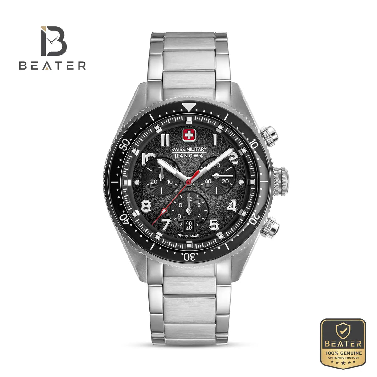 Swiss Military Hanowa SMWGI0003803 Men's Black Dial Stainless Steel Bracelet Watch - Beater Main image