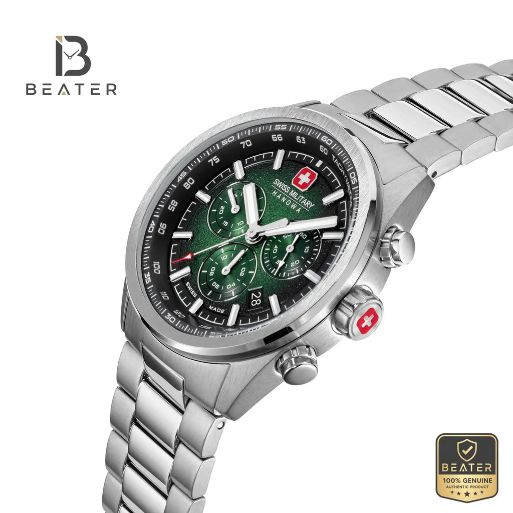Swiss Military Hanowa SMWGI0004206 Men's Green & Black Stainless Steel Bracelet Watch - View 4 - Beater