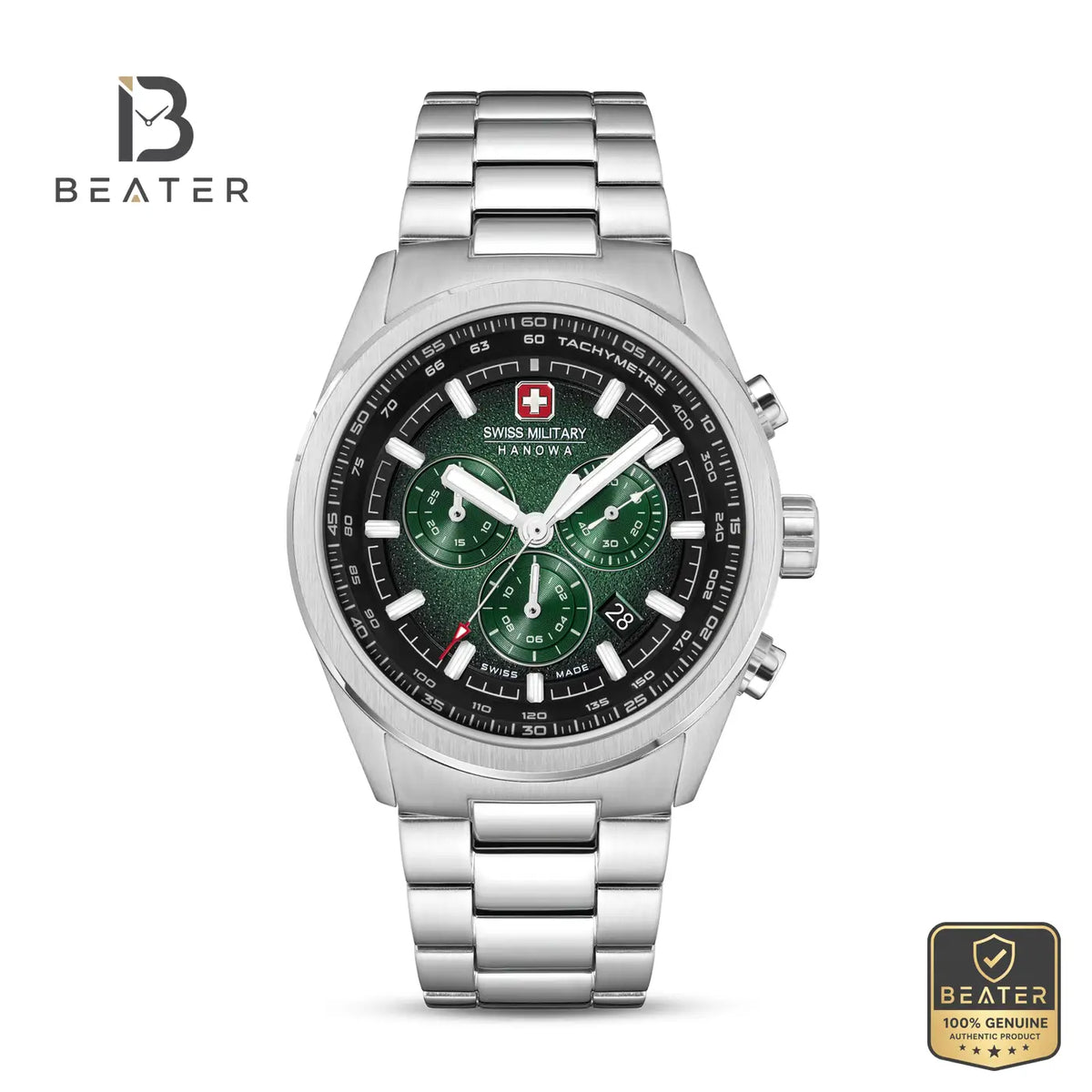 Swiss Military Hanowa SMWGI0004206 Men's Green & Black Stainless Steel Bracelet Watch - Beater Main image