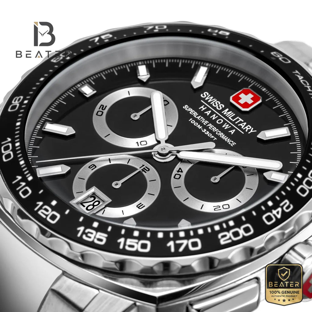 Swiss Military Hanowa SMWGI0006802 Men's Black Dial Stainless Steel Bracelet Watch - View 2 - Beater