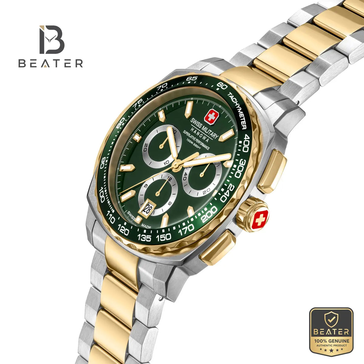 Swiss Military Hanowa SMWGI0006804 Men's Green Dial Stainless Steel Bracelet Watch - View 4 - Beater