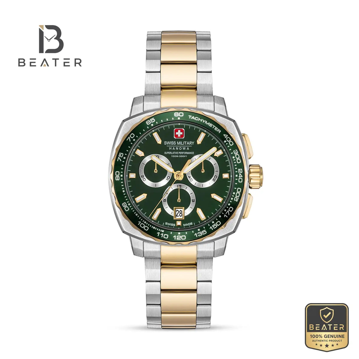 Swiss Military Hanowa SMWGI0006804 Men's Green Dial Stainless Steel Bracelet Watch - Beater