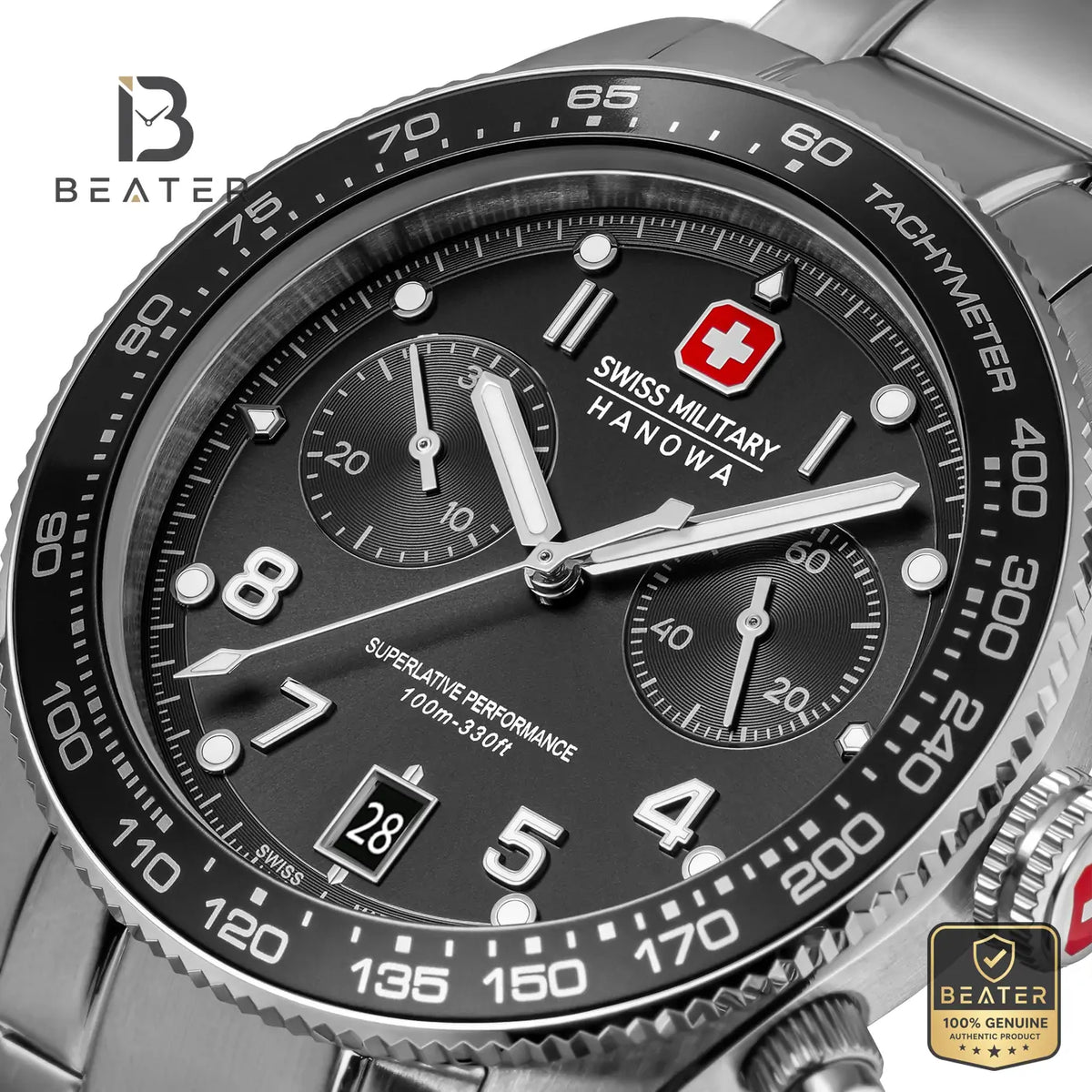 Swiss Military Hanowa SMWGI0007701 Men's Black Stainless Steel Bracelet Watch - View 2 - Beater