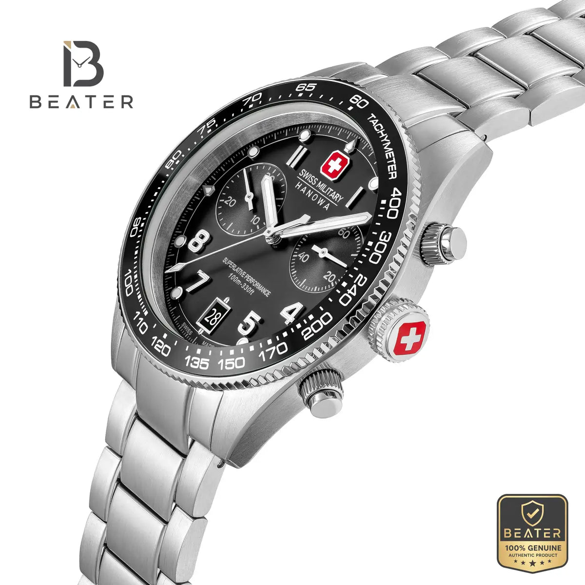 Swiss Military Hanowa SMWGI0007701 Men's Black Stainless Steel Bracelet Watch - View 4 - Beater
