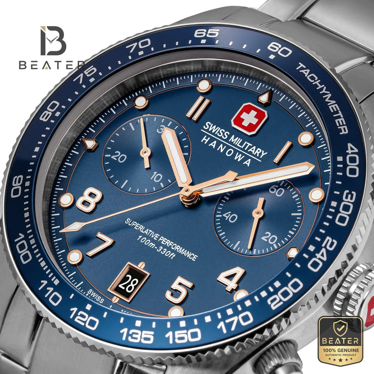 Swiss Military Hanowa SMWGI0007702 Men's Blue Stainless Steel Bracelet Watch - View 2 - Beater