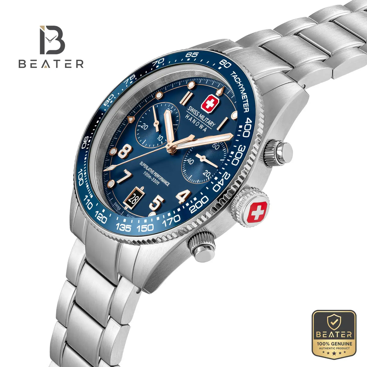 Swiss Military Hanowa SMWGI0007702 Men's Blue Stainless Steel Bracelet Watch - View 4 - Beater