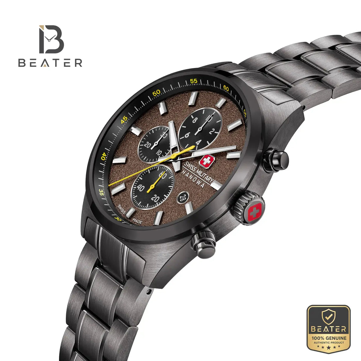 Swiss Military Hanowa SMWGI0007840 Men's Warm Grey Metal Bracelet Watch - View 4 - Beater