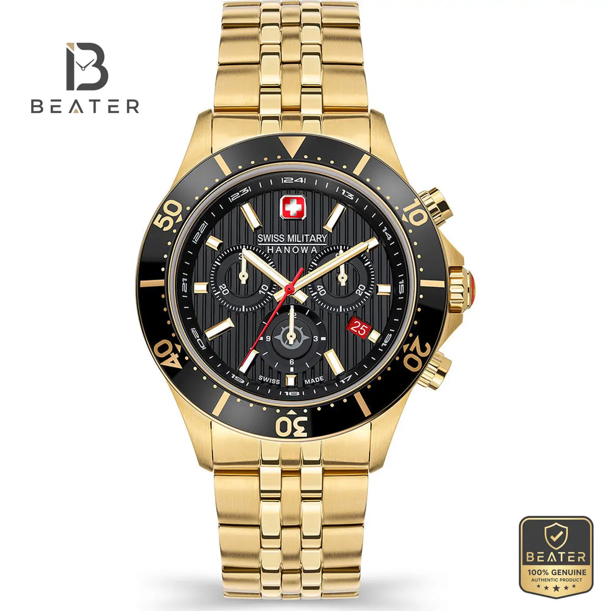 Swiss Military Hanowa SMWGI2100710 Men's Black Dial Stainless Steel Bracelet Watch - Beater Main image