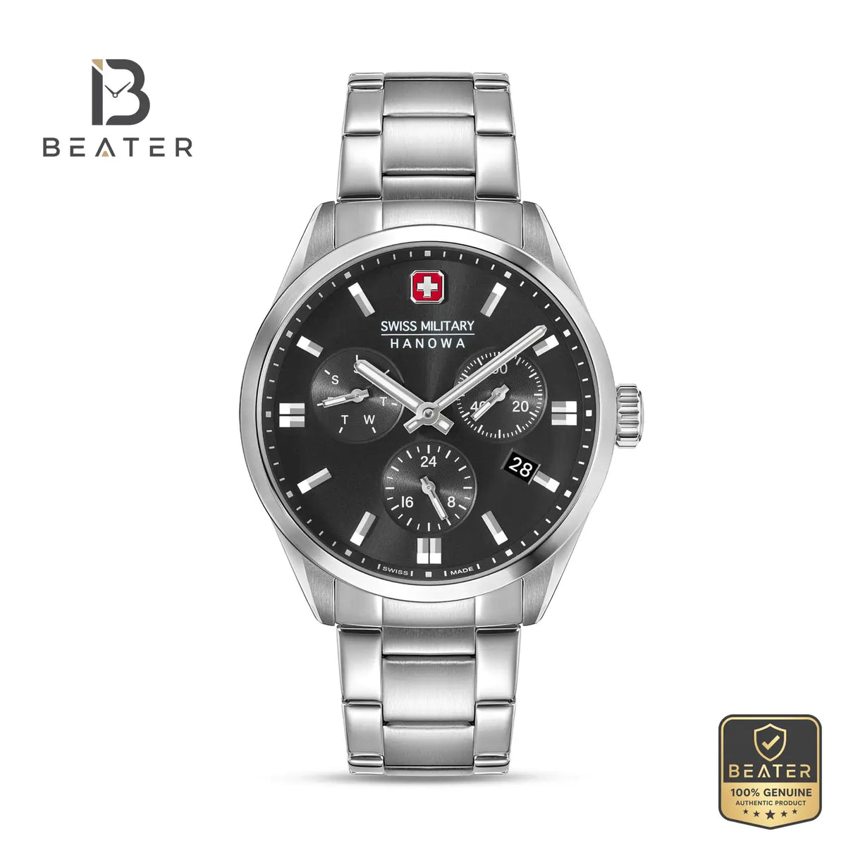 Swiss Military Hanowa SMWGK0005601 Men's Black Stainless Steel Bracelet Watch - Beater