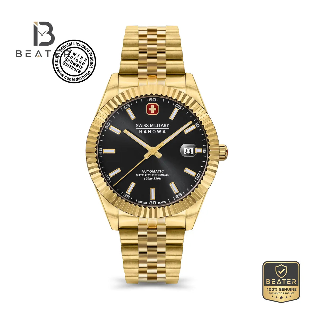 Swiss Military Hanowa SMWGL0002110 Men's Black Stainless Steel Bracelet Watch - Beater
