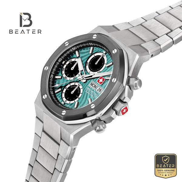 Swiss Military Hanowa SMWGL0007002 Men's Black/Green Damascus Stainless Steel Bracelet Watch - View 4 - Beater