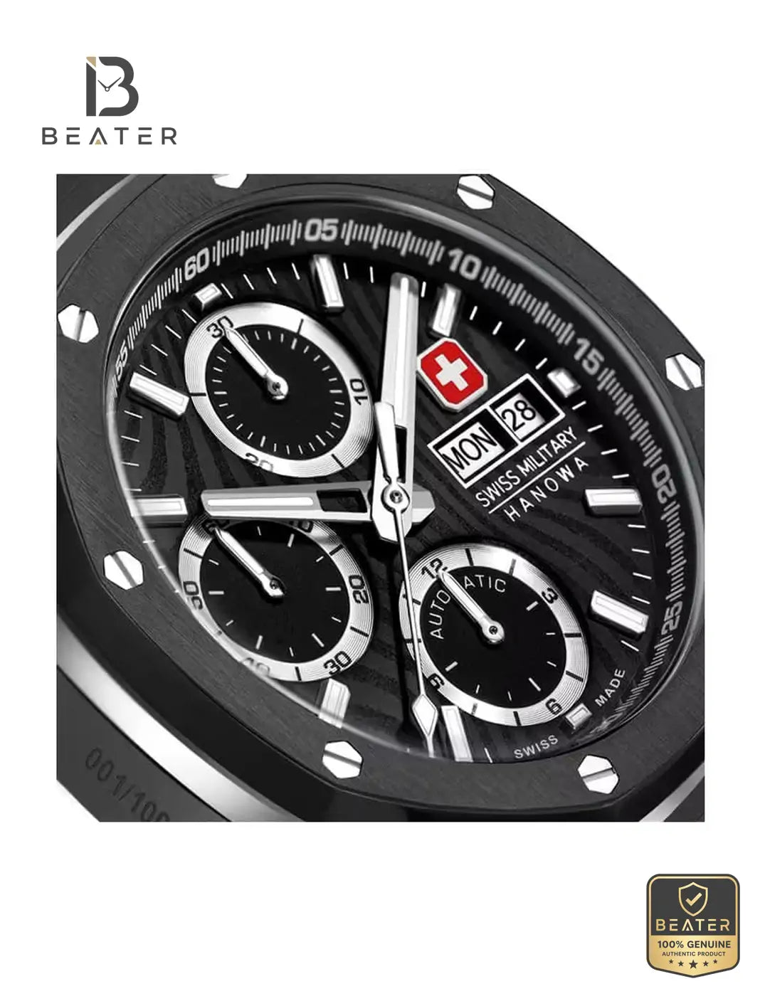 Swiss Military Hanowa SMWGL0007030 Men's Black/Silver Damascus Stainless Steel Bracelet Watch Secondary image