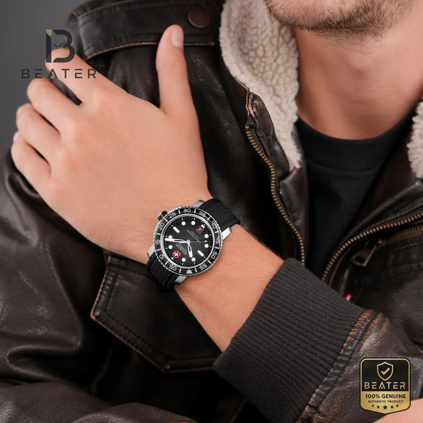 Swiss Military Hanowa SMWGN0001701 Men's Black Silicone Strap Watch Secondary image