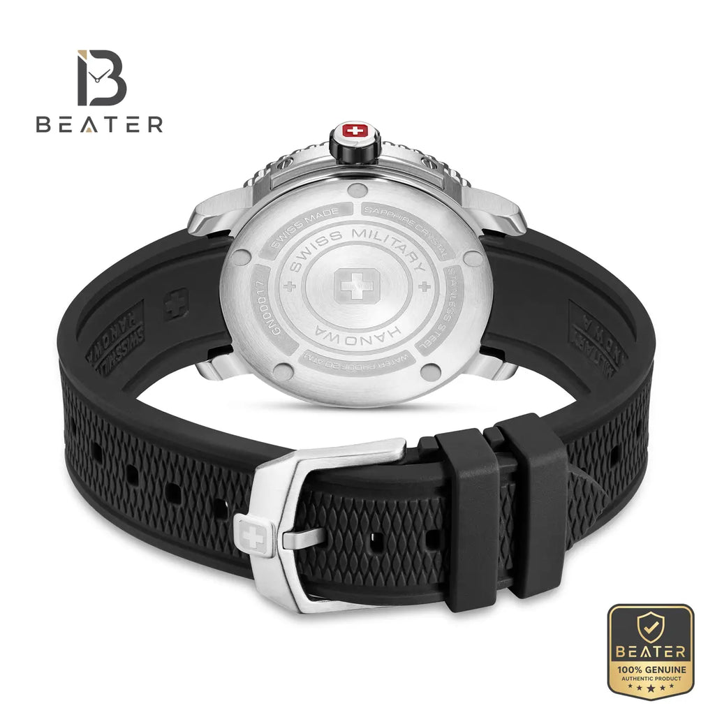 Swiss Military Hanowa SMWGN0001701 Men's Black Silicone Strap Watch - View 3 - Beater